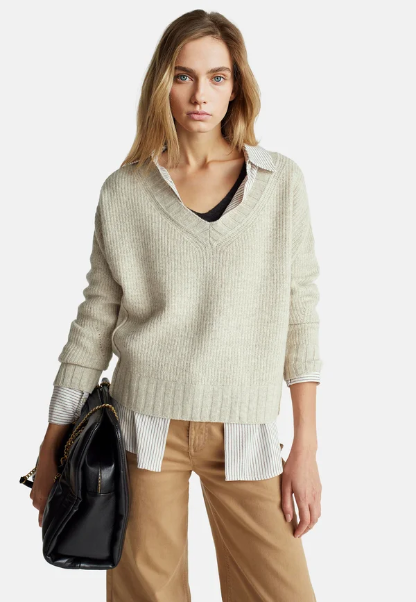 V-NECK - Strickpullover - beige