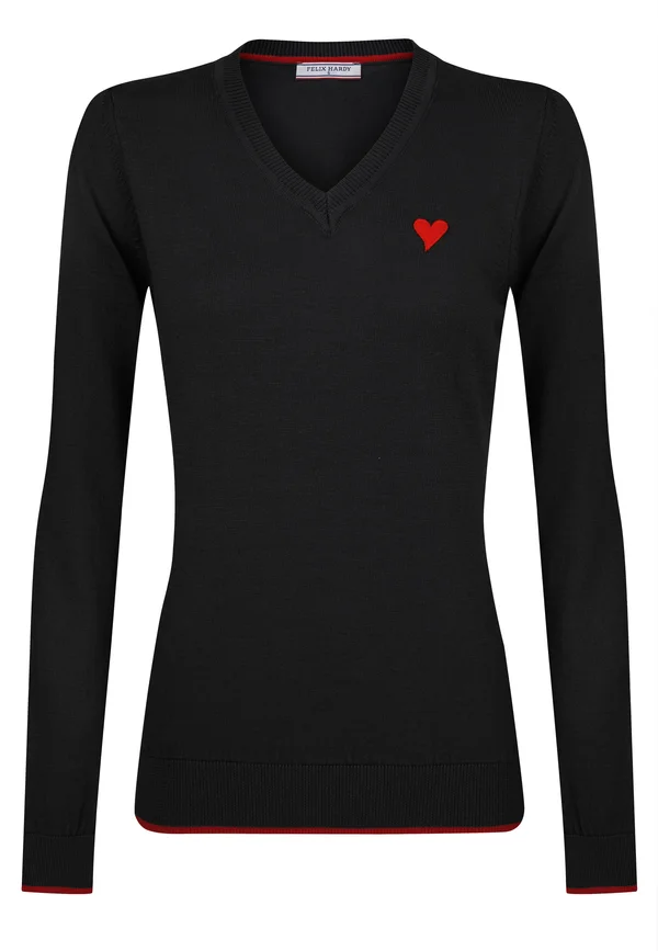 V-NECK - Strickpullover - black