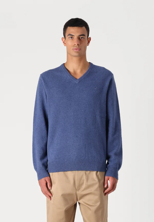 V NECK - Strickpullover - chambray blue