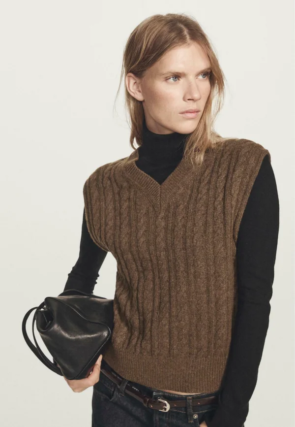 V-NECK - Strickpullover - dark brown