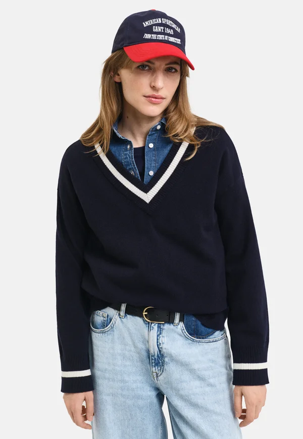 V-NECK - Strickpullover - evening blue