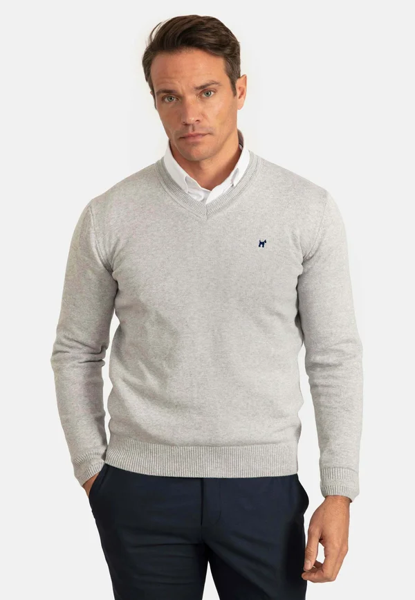 V-NECK - Strickpullover - grey melange