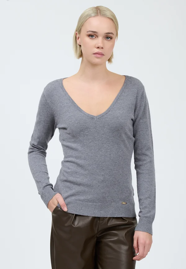 V-NECK - Strickpullover - grey