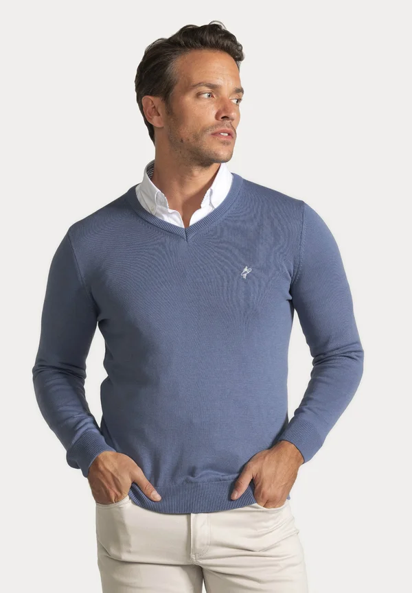 V NECK - Strickpullover - indigo