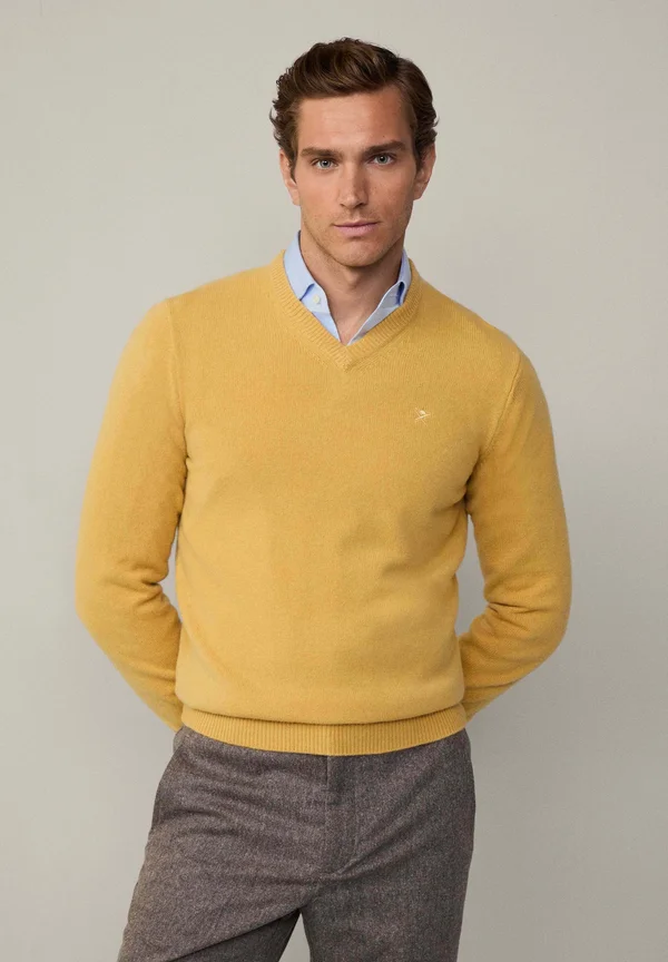 V NECK - Strickpullover - lemon yellow