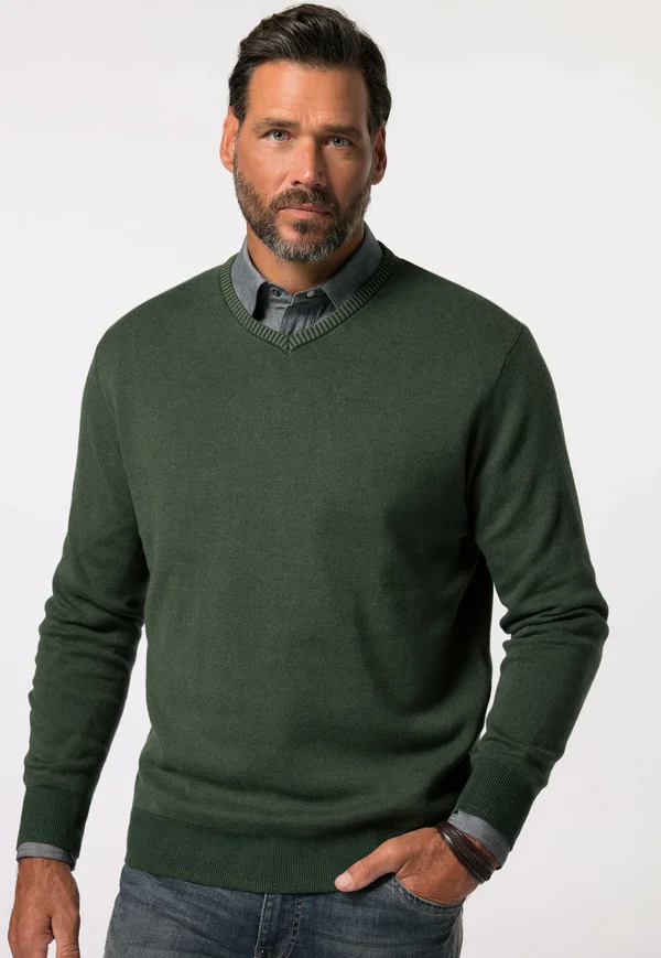 V-NECK - Strickpullover - midnight green