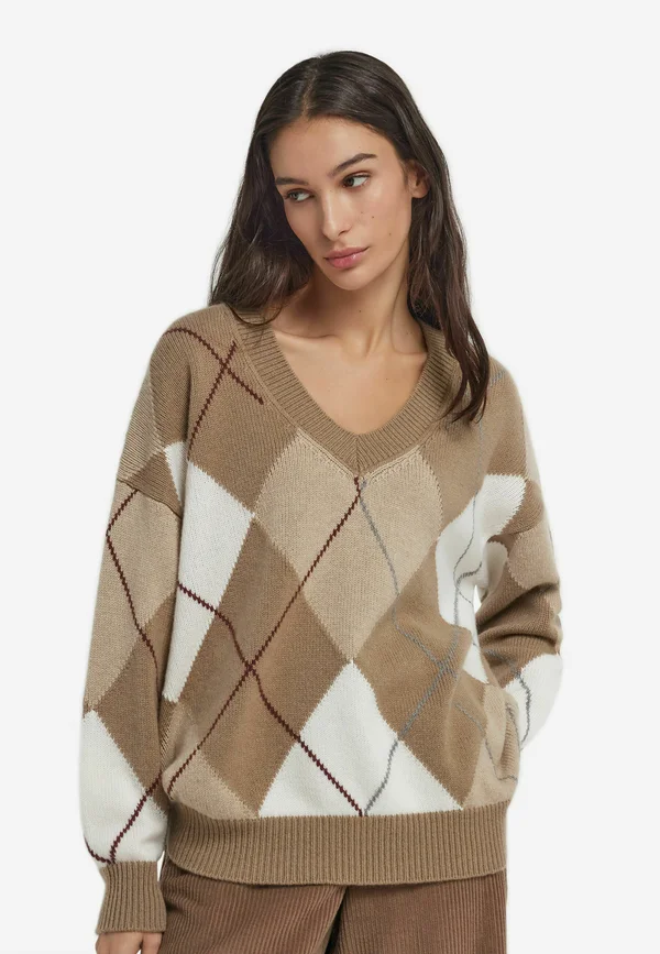 V-NECK - Strickpullover - natural