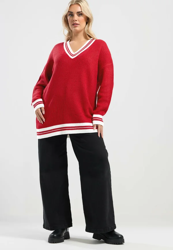 V-NECK  - Strickpullover - red