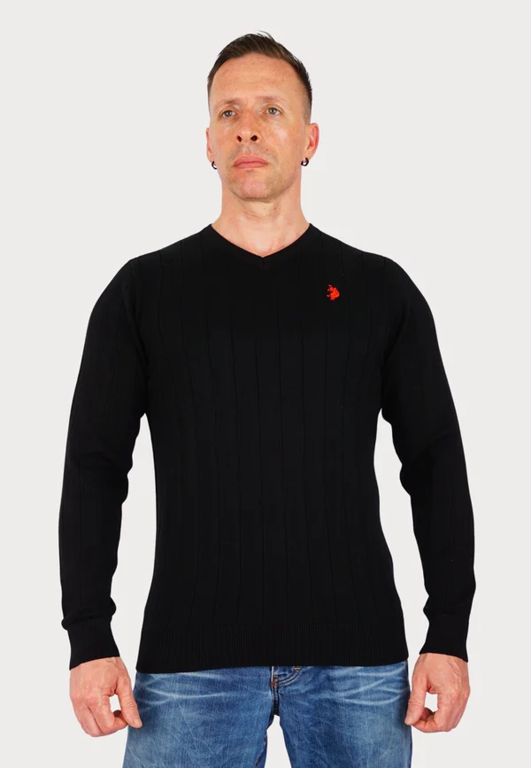 V-NECK  - Strickpullover - schwarz