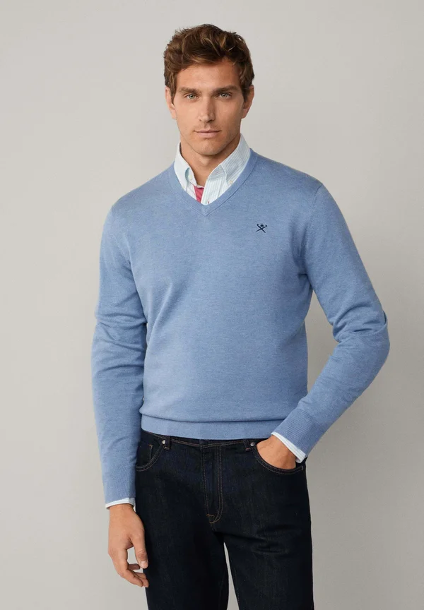 V NECK - Strickpullover - sea blue