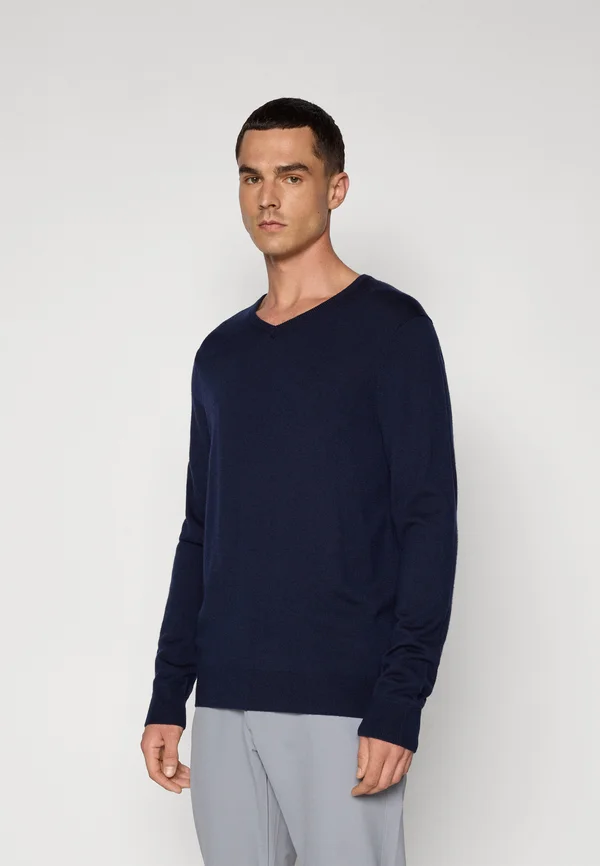 V NECK SWEATER - Strickpullover - dark navy
