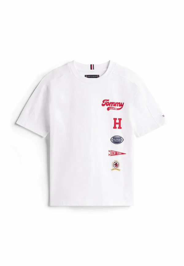 VARSITY MULTI-BADGE CREW NECK  - T-Shirt print - white