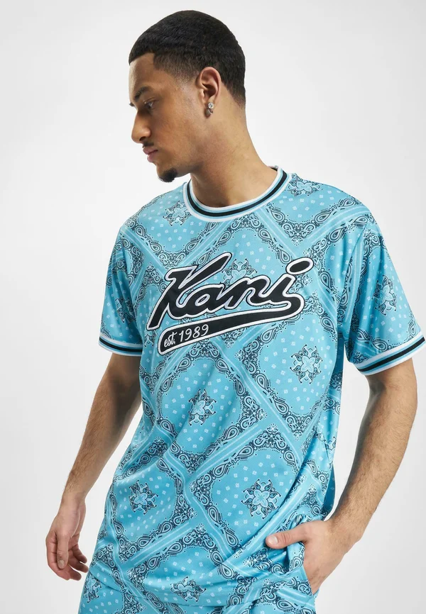VARSITY PAISLEY - T-Shirt print - cyanblue black white