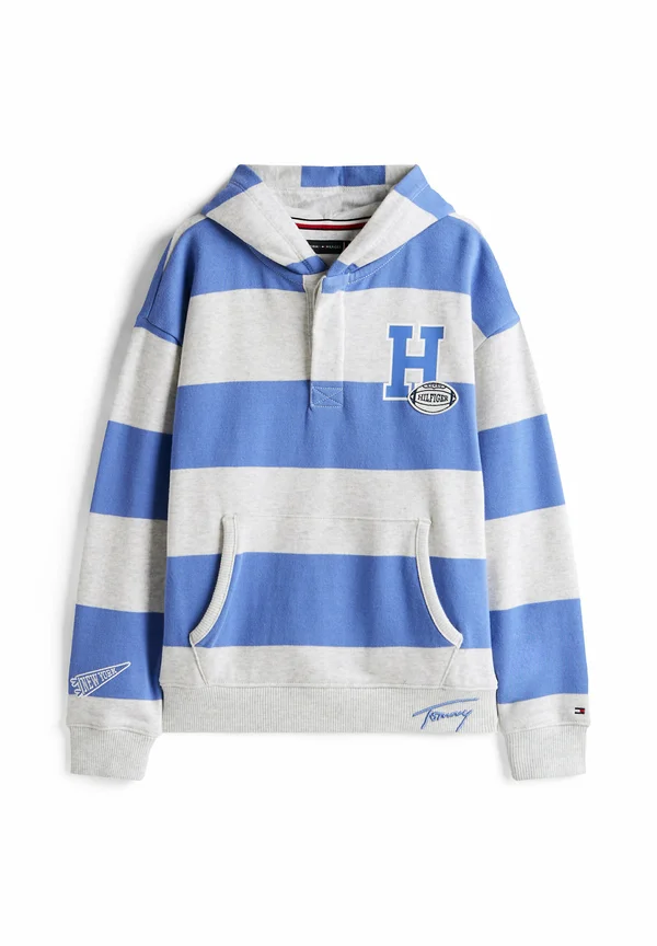 VARSITY STRIPE CONCEALED PLACKET - Kapuzenpullover - soft sapphire stripe