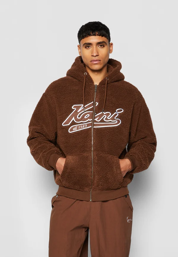VARSITY TEDDY FULL ZIP - Sweatjacke - brown