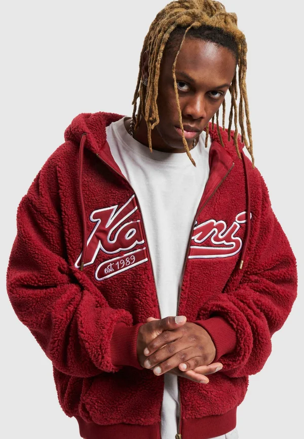 VARSITY TEDDY FULL ZIP - Sweatjacke - dark red