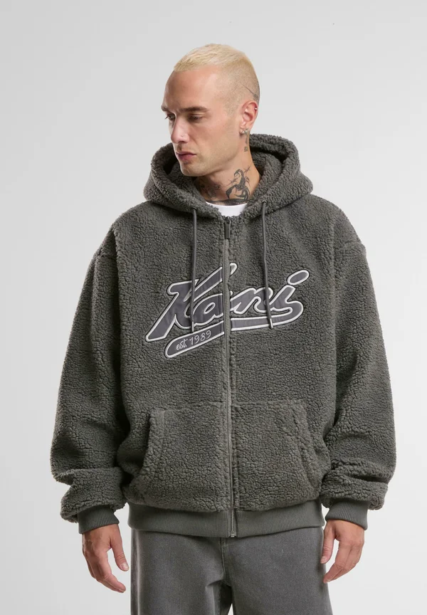 VARSITY TEDDY ZIP - Fleecejacke - grey