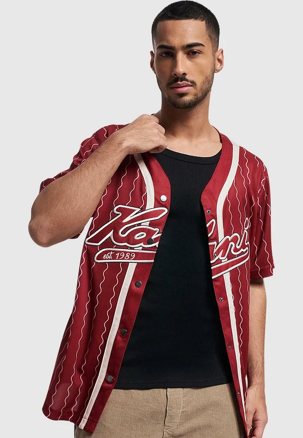 VARSITY ZICZAC PINSTRIPE BASEBALL - Hemd - dark red white