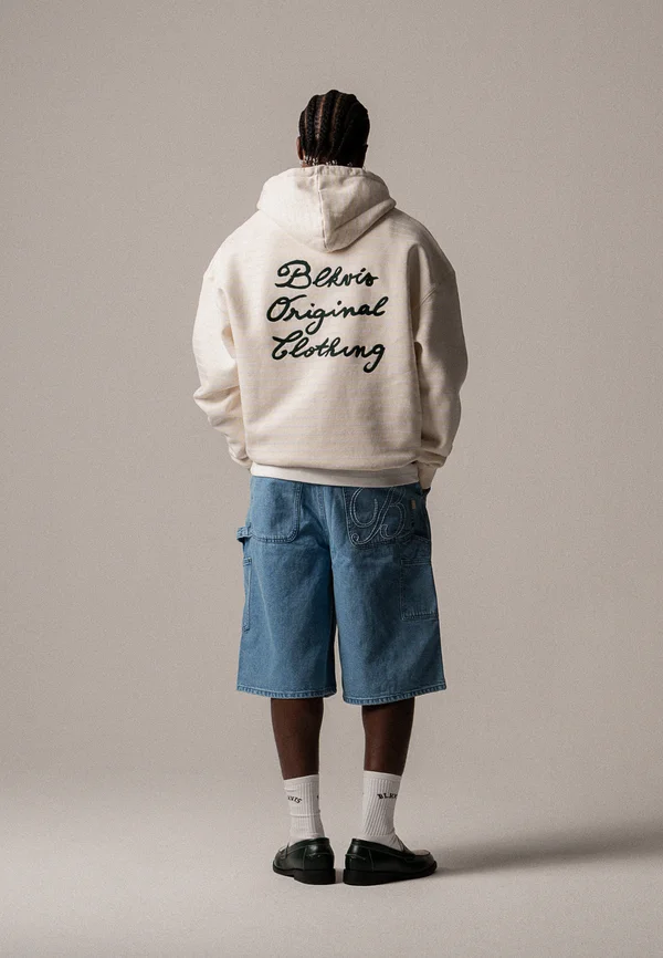 VASO STRIPED ZIP HOODY UNISEX - Sweatjacke - antique white
