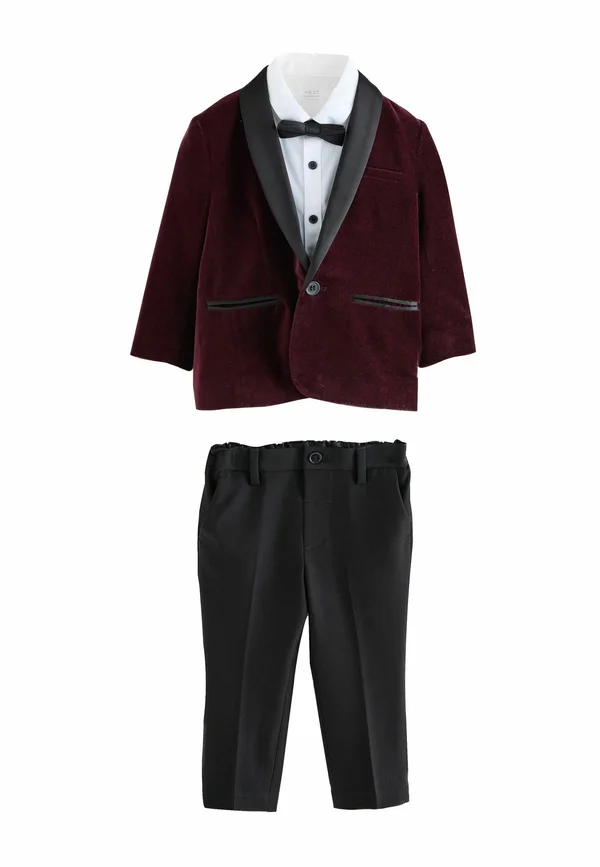 VELVET AND BOW TIE SET  . - Sakko - burgundy red