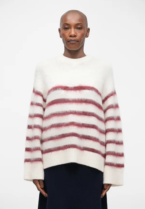 VERONA BRUSHED - Strickpullover - off-white/bordeaux