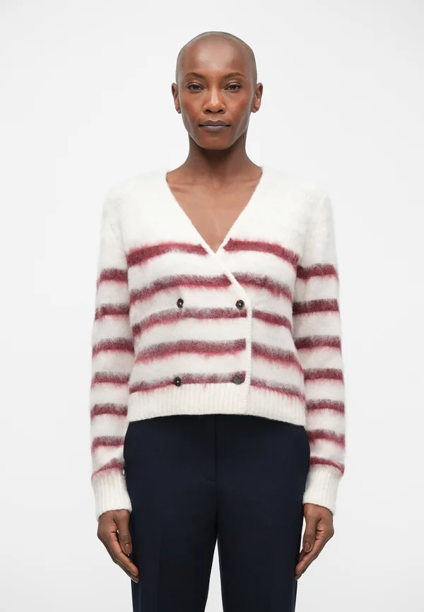 VERONA - Strickjacke - off white/bordeaux