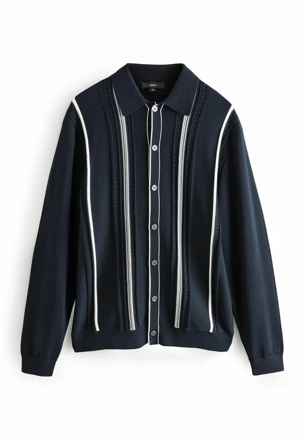 VERTICAL STRIPE BUTTON-THROUGH - Strickjacke - navy white