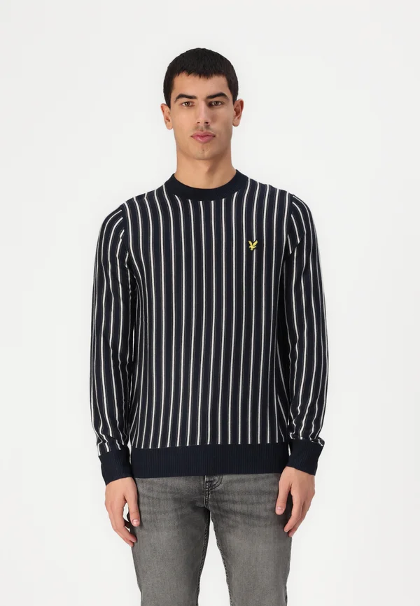 VERTICAL STRIPE CREW NECK  - Strickpullover - dark navy