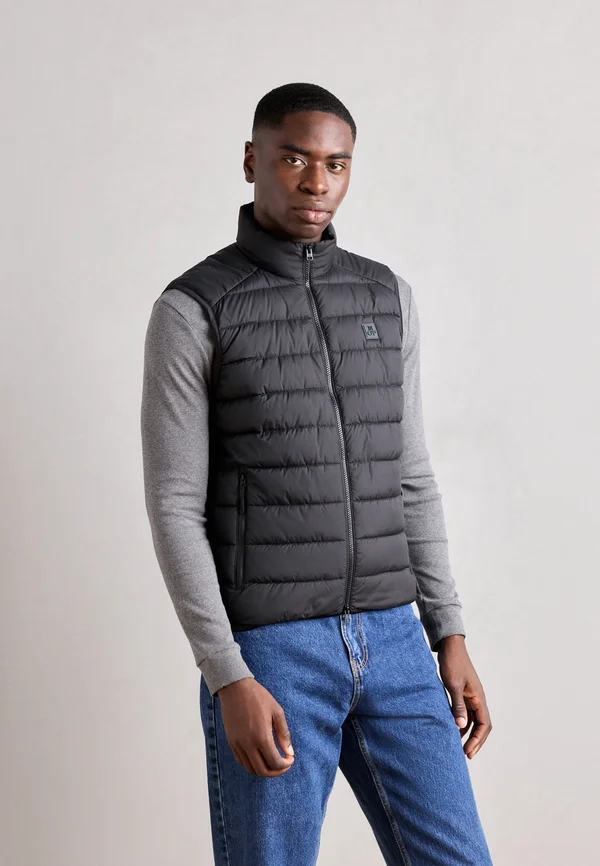 VEST REGULAR FIT STAND UP COLLAR ZIPPER - Weste - black