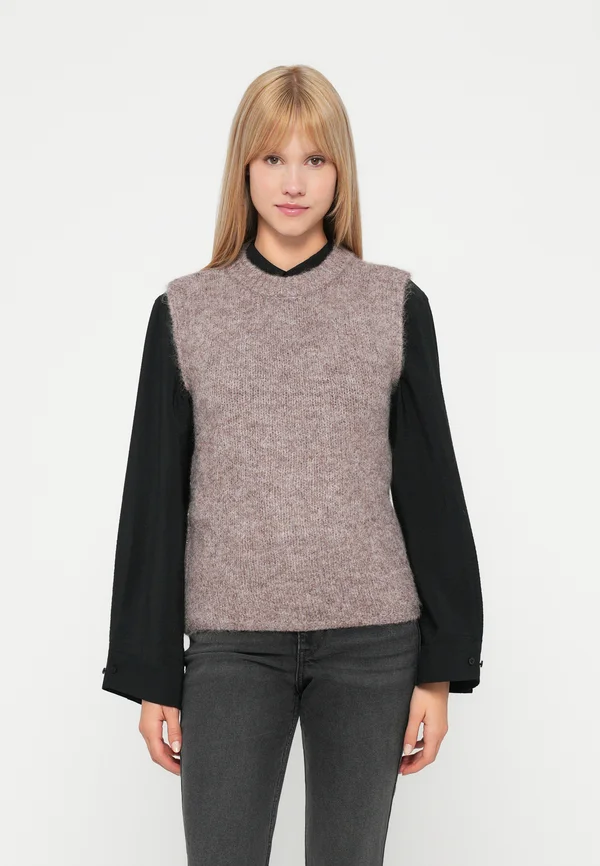 VIBOWS O NECK - Strickpullover - dark natural melange