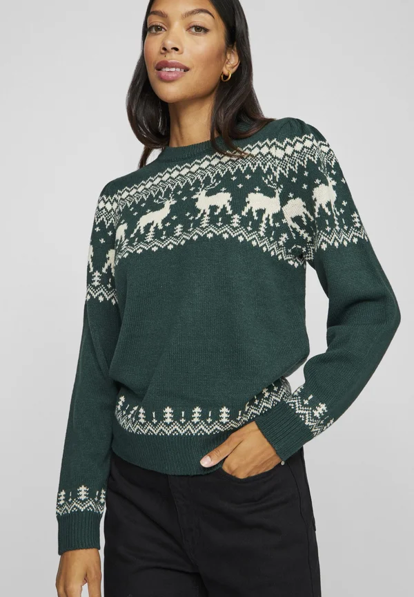 VIDEER LS CHRISTMAS - Strickpullover - pine grove pattern jacquard