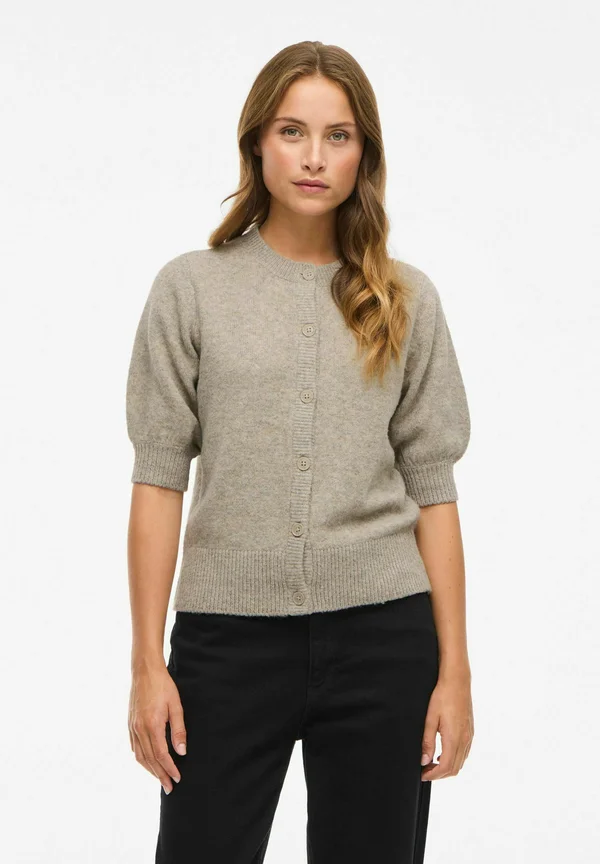 VIELLIE KURZARM - Strickjacke - natural melange