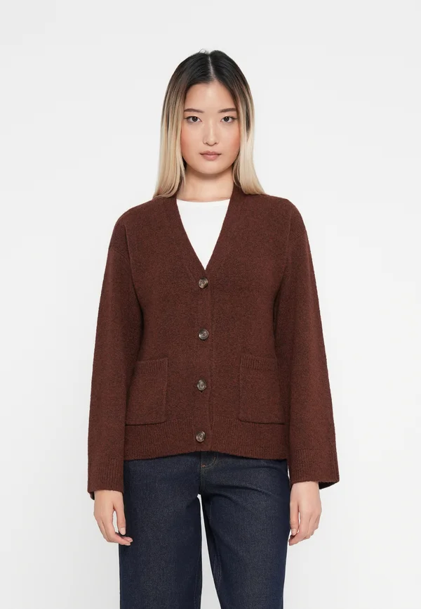 VIELLIE V NECK  - Strickjacke - chocolate fondant