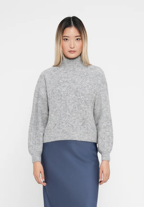 VIEMMELIE HIGH NECK PULLOVER - Strickpullover - light grey melange