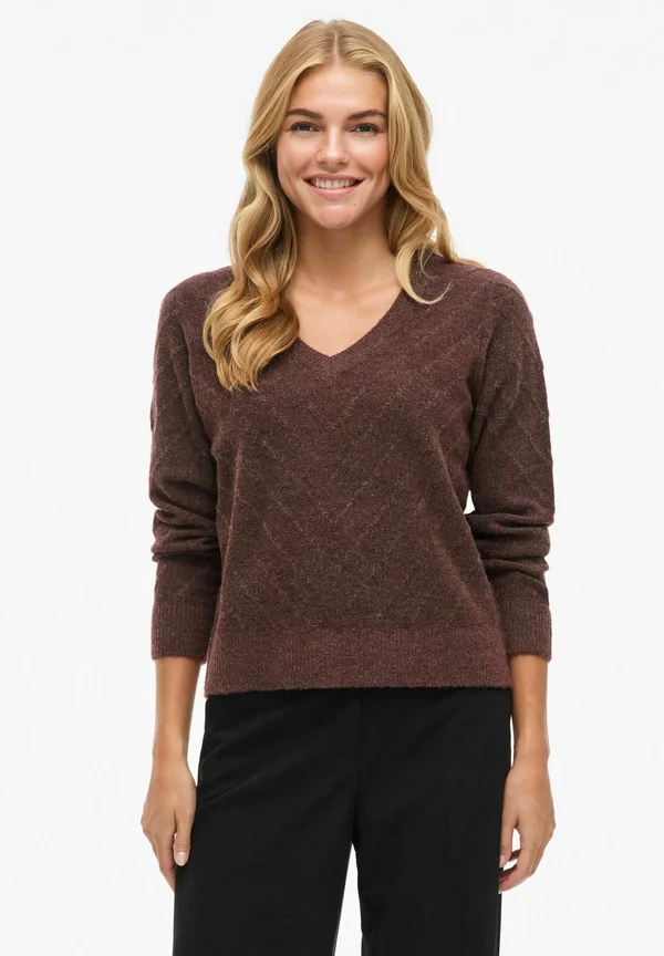 VIESTHER V-AUSSCHNITT - Strickpullover - cherry mahogany