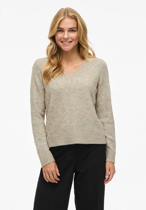 VIESTHER V-AUSSCHNITT - Strickpullover - natural melange