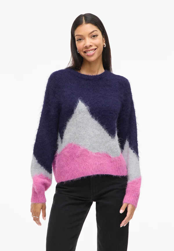 VIJANNA O NECK - Strickpullover - rhodonite/opera mauve