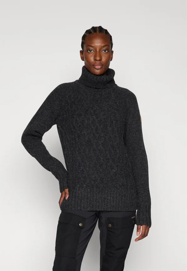 ÖVIK CABLE KNIT ROLLER NECK W - Strickpullover - dark grey