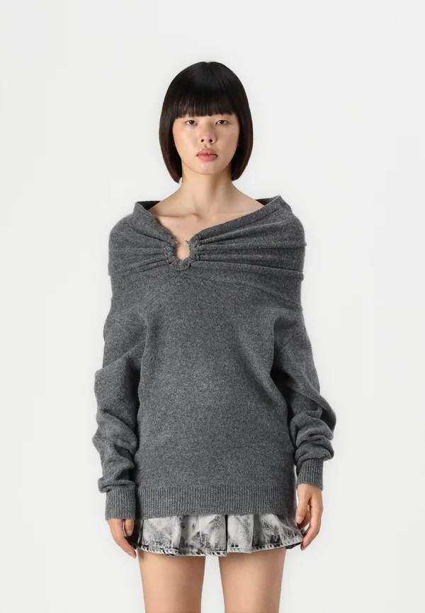VIKENYA OFF SHOULDER  - Strickpullover - dark grey melange