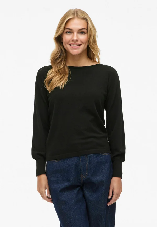 VIKERRY U-BOOT-AUSSCHNITT - Strickpullover - black