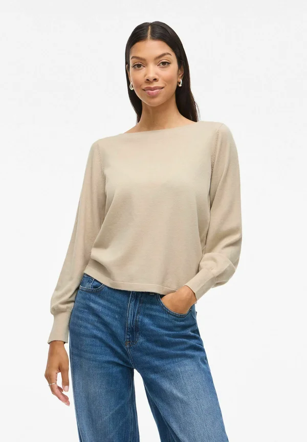 VIKERRY U-BOOT-AUSSCHNITT - Strickpullover - feather gray