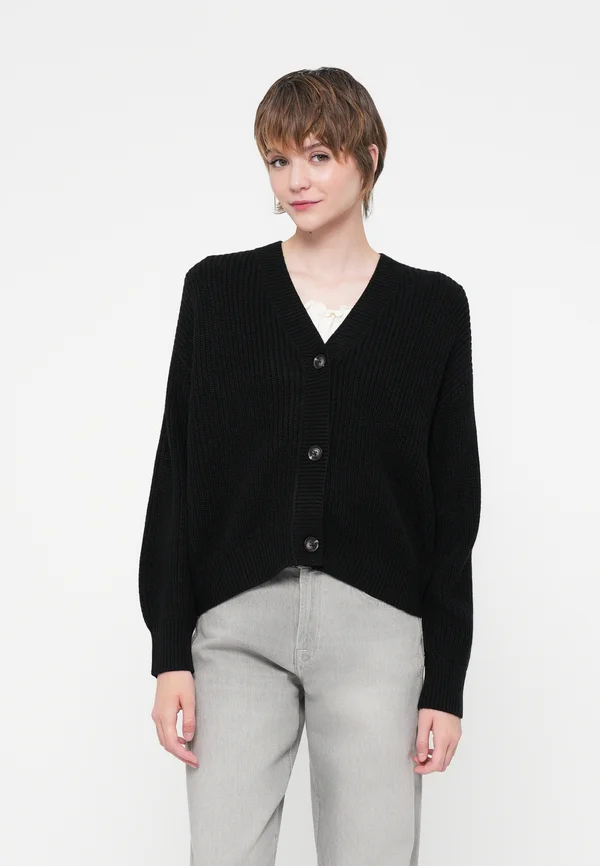 VILOU V NECK - Strickjacke - black