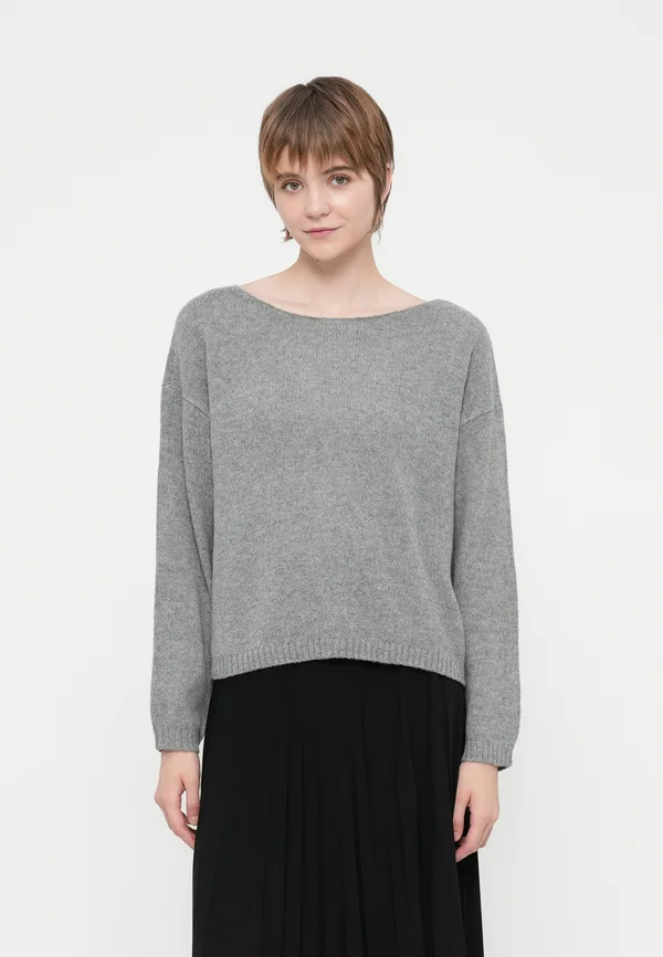 VILUKA BOATNECK - Strickpullover - medium grey melange
