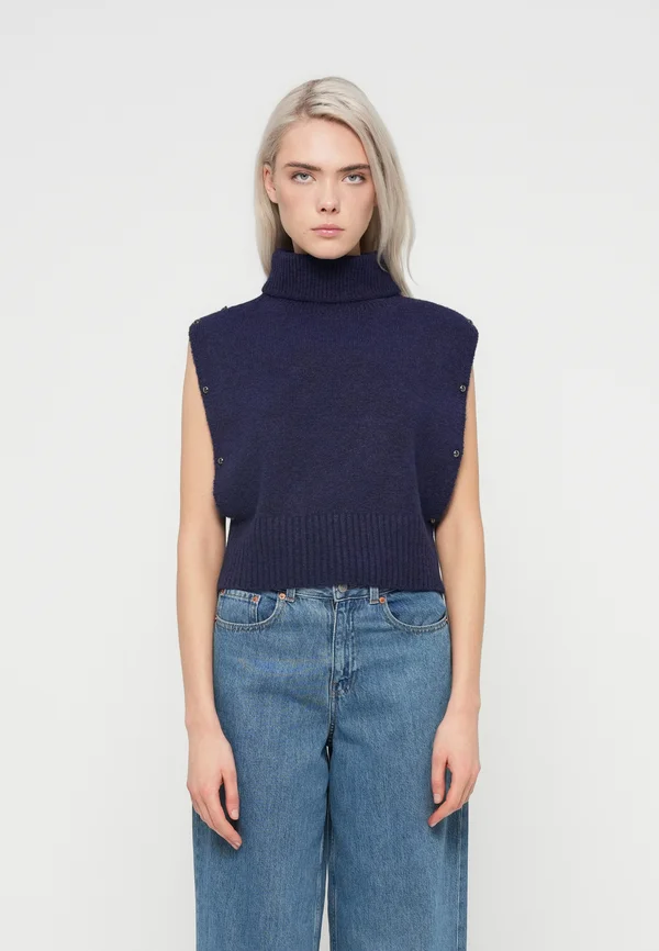 VILYLA BUTTON ROCK COLLAR - Strickpullover - dark blue