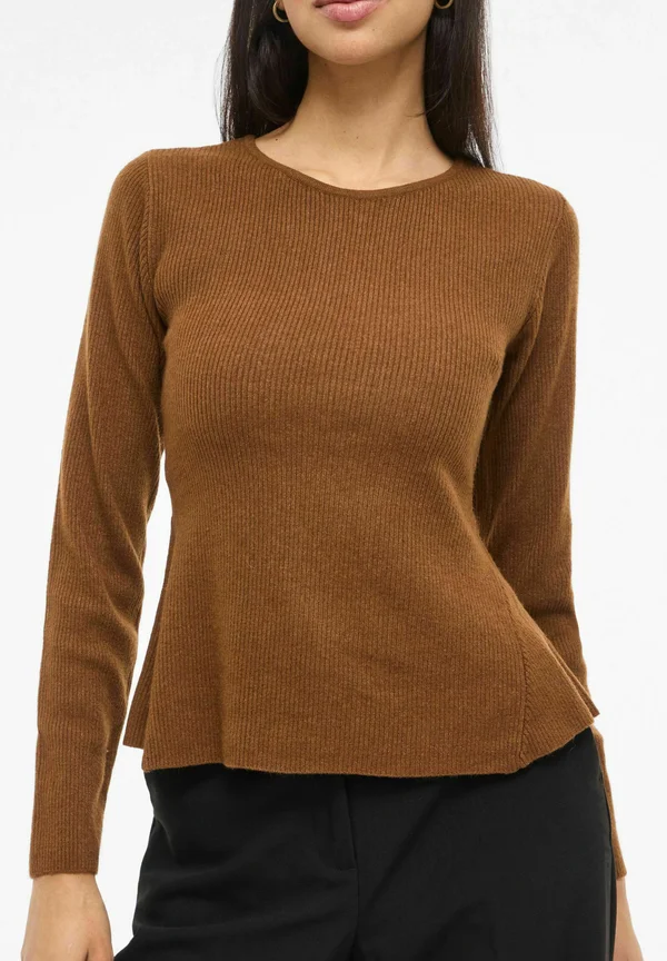 VIMABLE PEPLUM - Strickpullover - chocolate brown