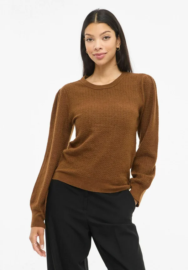 VIMABLE RUNDHALS - Strickpullover - chocolate brown