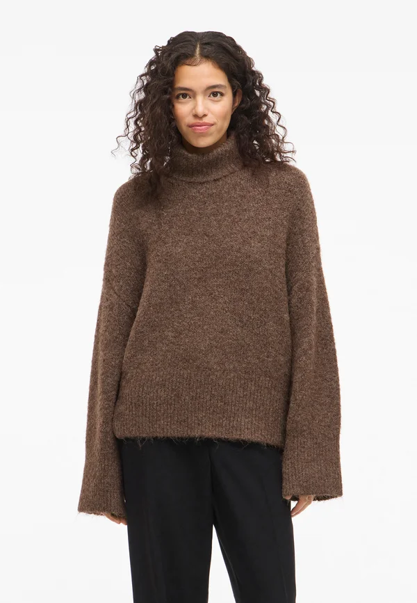 VIMARLEY ROLL NECK  - Strickpullover - shaved chocolate melange