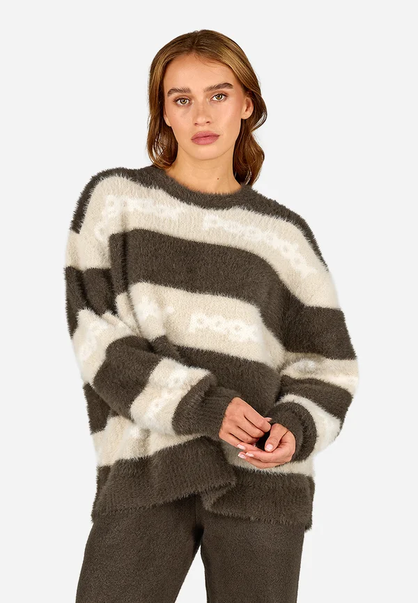 VINCENZA FURRY - Strickpullover - walnut brown/cozy beige