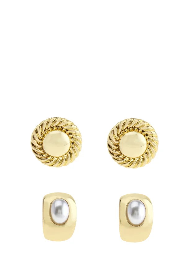 VINTAGE CIRCLE PEARL CUFF DUO SET 2 PACK - Ohrringe - gold-coloured