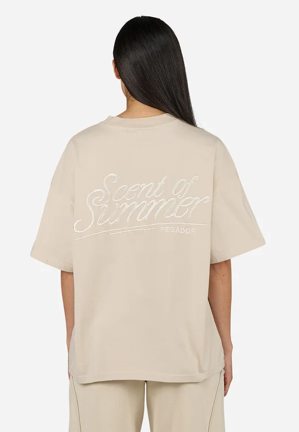 VIRAY HEAVY OVERSIZED TEE - T-Shirt print - washed light beige